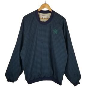 Nicklaus Vintage Doral Ryder Open Nylon Plaid Pullover Navy Blue Green Large